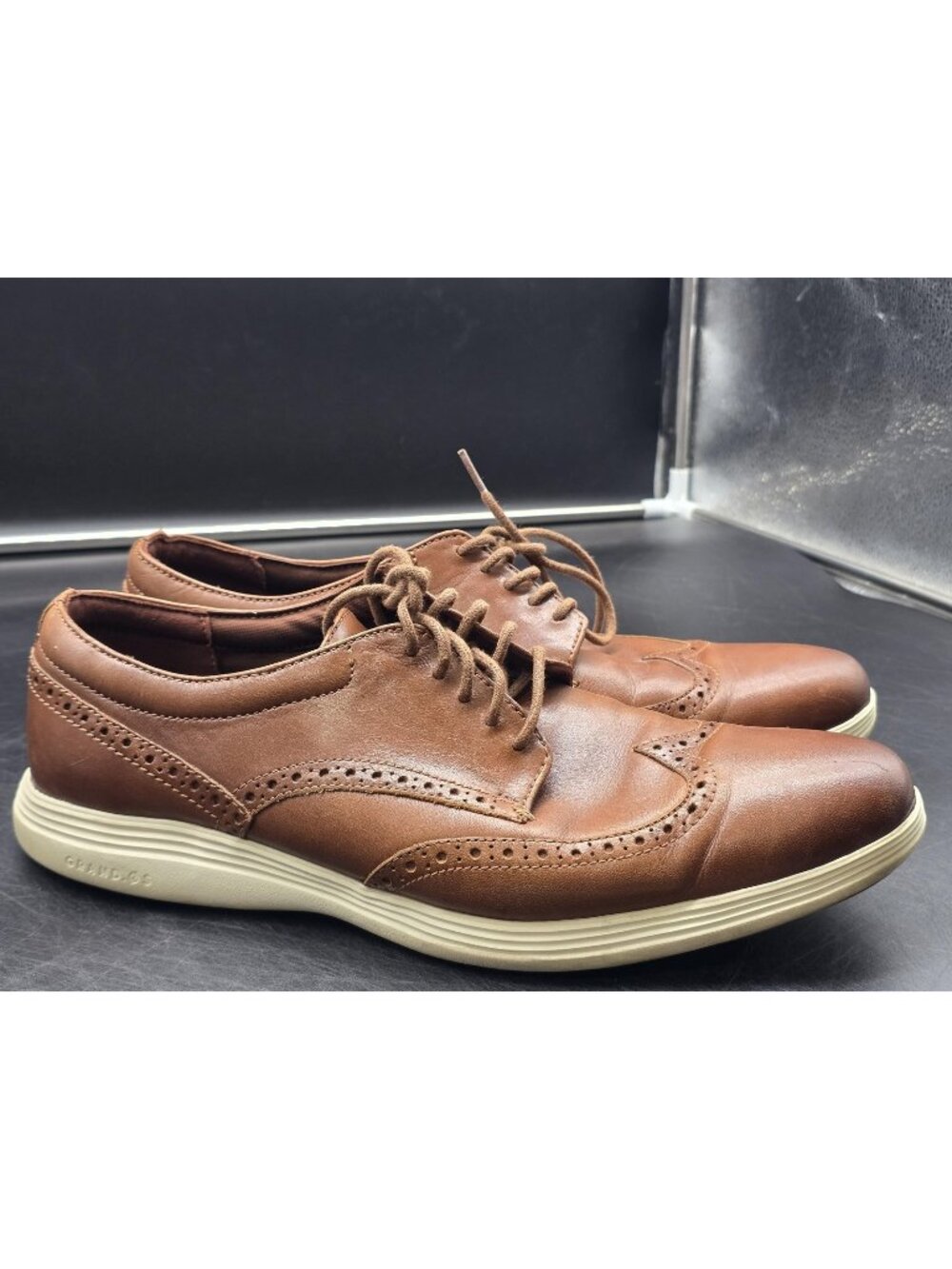 Cole Haan Shoes Men 13 Grand Tour Oxfords in Woodbury-Ivory Wingtip Brogue